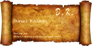 Dunai Kálmán névjegykártya